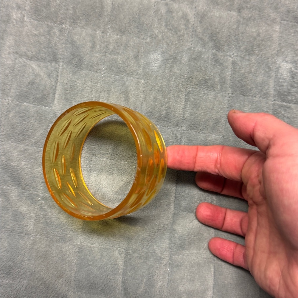 Vintage Plastic Bangle Bracelet, Translucent Yell… - image 6